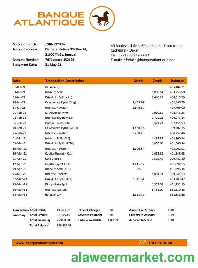 Senegal Banque Atlantique excel pdf